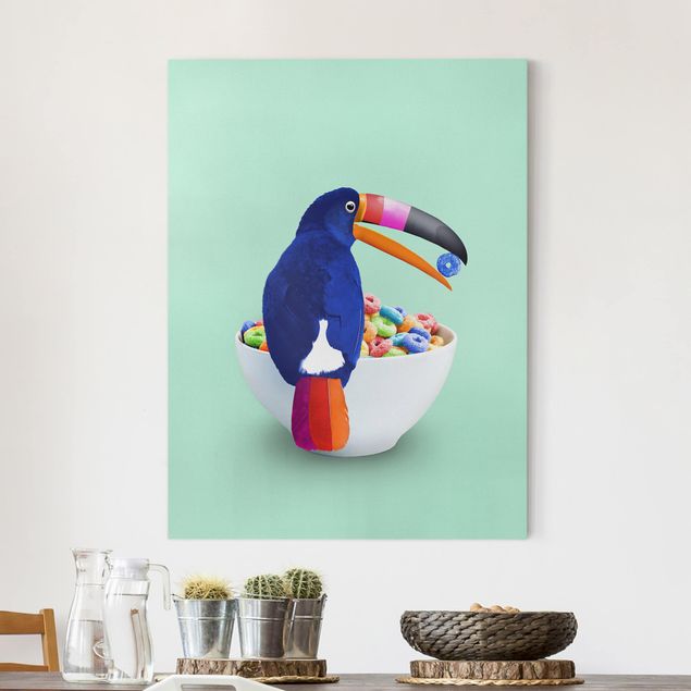 Canvastavlor fåglar Breakfast With Toucan