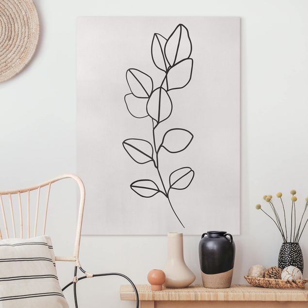 Konststilar Line Art Line Art Branch Leaves Black And White