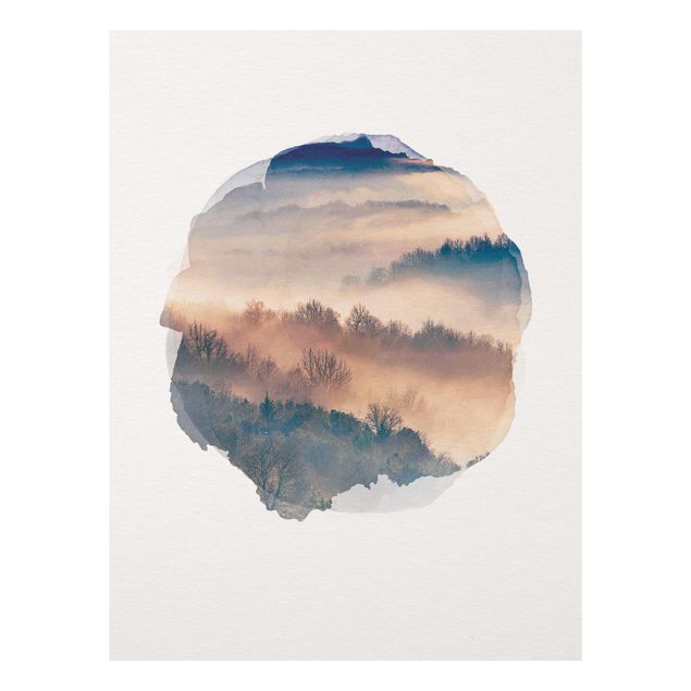 Glastavlor landskap WaterColours - Mist At Sunset