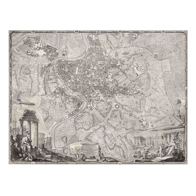 Tavlor arkitektur och skyline Vintage Map Rome