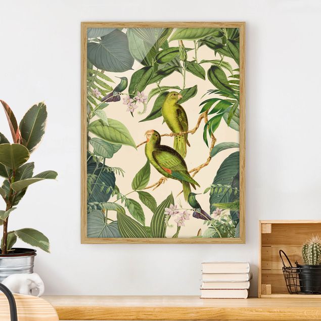 Kök dekoration Vintage Collage - Parrots In The Jungle
