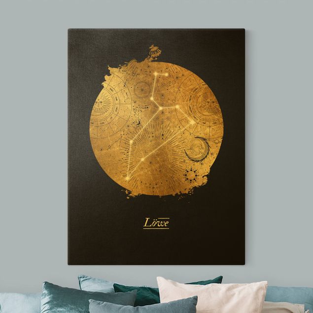 Leinwandbilder Gold Canvas Zodiac Sign Leo Gray Gold