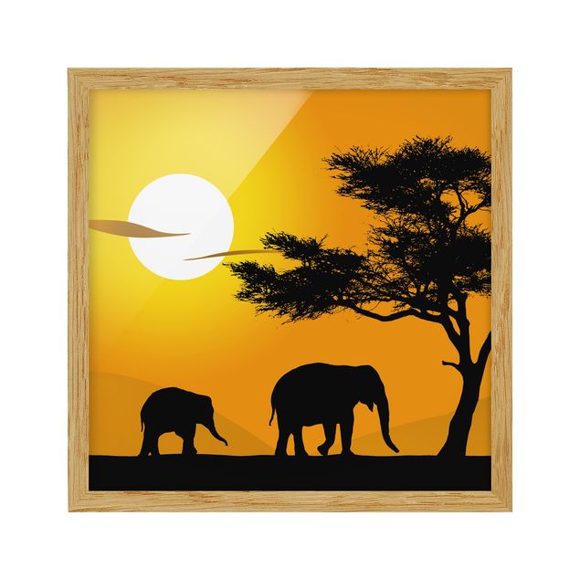 Tavlor med ram landskap African Elephant Walk