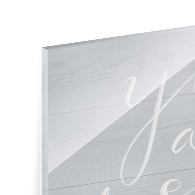 Glas Magnetboard Wooden Wall Gray - Loved