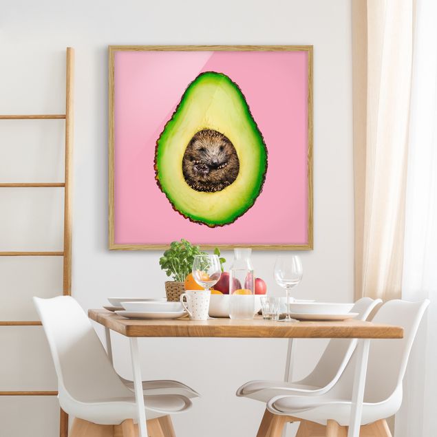 Tavlor med ram konstutskrifter Avocado With Hedgehog