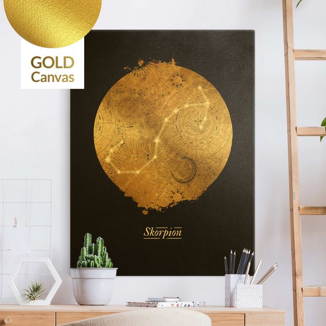 Leinwand Gold Zodiac Sign Scorpio Gray Gold
