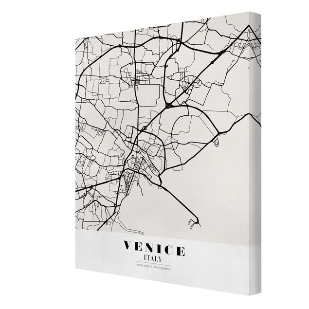 Tavlor svart och vitt Venice City Map - Classic
