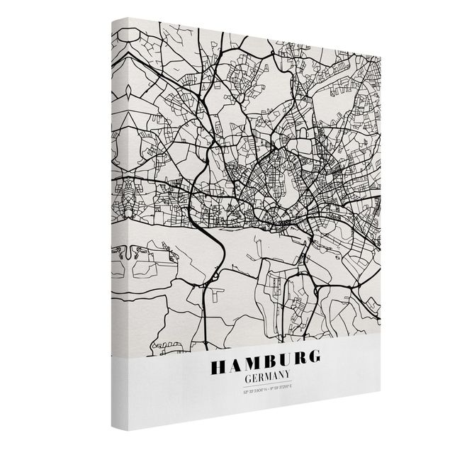 Canvastavlor världskartor Hamburg City Map - Classic