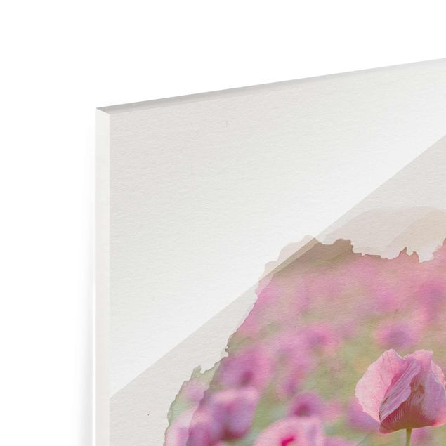 Tavlor blommor  WaterColours - Violet Poppy Flowers Meadow In Spring