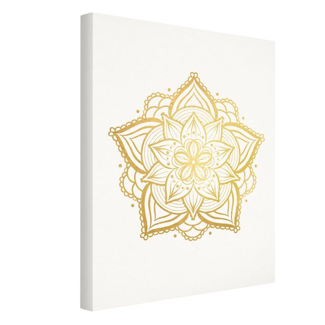 Tavlor mandalas Mandala Flower Illustration White Gold