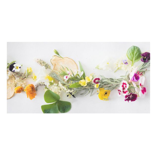 Canvastavlor blommor  Fresh Herbs With Edible Flowers