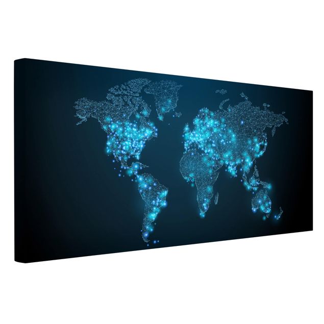 Canvastavlor världskartor Connected World World Map