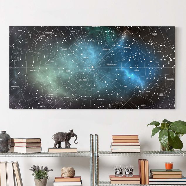 Canvastavlor Arkitektur och Skyline Stellar Constellation Map Galactic Nebula