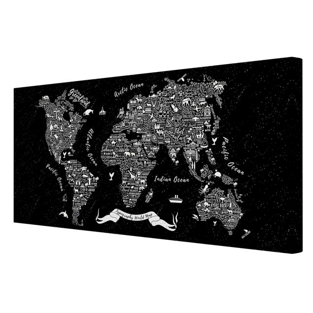 Tavlor Typography World Map Black