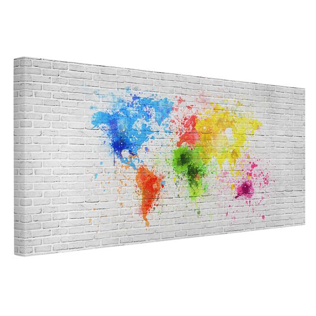 Tavlor 3D White Brick Wall World Map