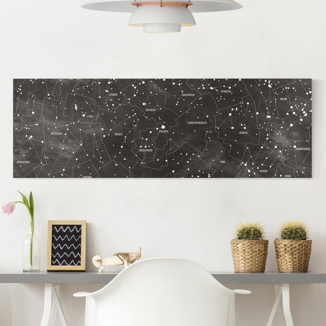 Canvastavlor Arkitektur och Skyline Map Of Constellations Blackboard Look