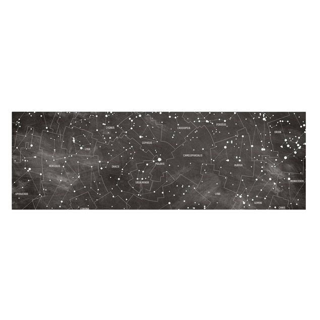 Tavlor svart och vitt Map Of Constellations Blackboard Look