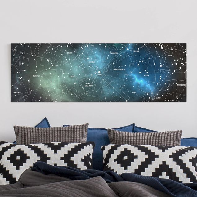 Canvastavlor Arkitektur och Skyline Stellar Constellation Map Galactic Nebula