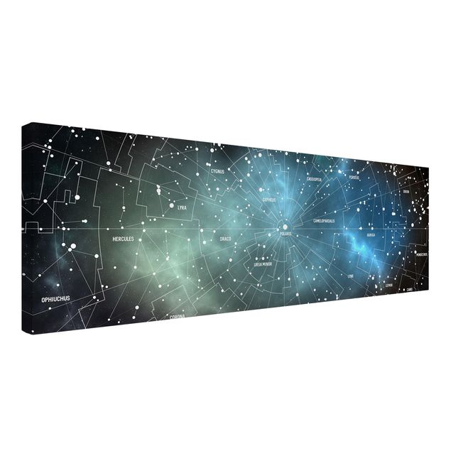 Canvastavlor världskartor Stellar Constellation Map Galactic Nebula