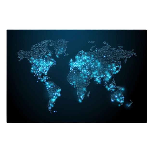 Tavlor blå Connected World World Map