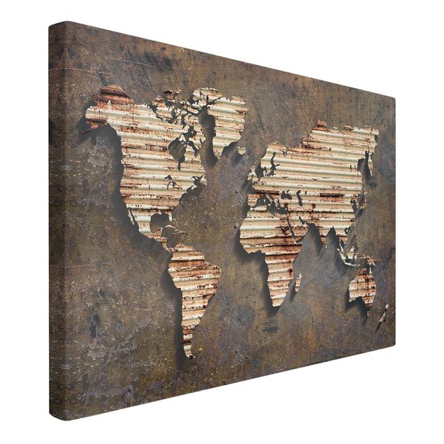 Canvastavlor världskartor Rust World Map