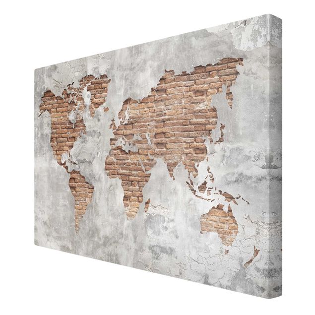 Tavlor Shabby Concrete Brick World Map