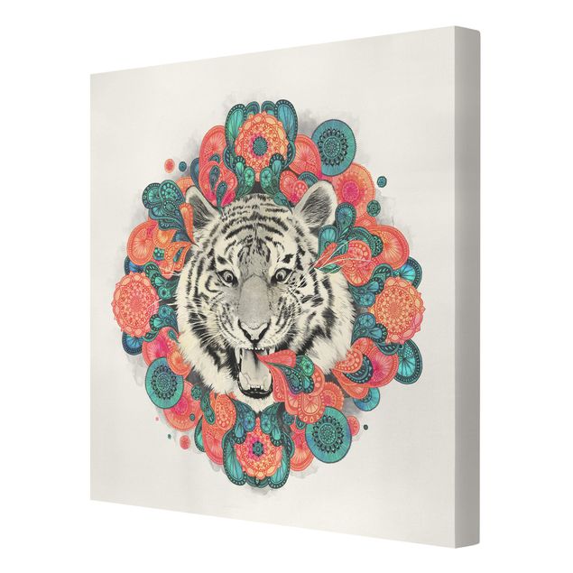 Canvastavlor mönster Illustration Tiger Drawing Mandala Paisley