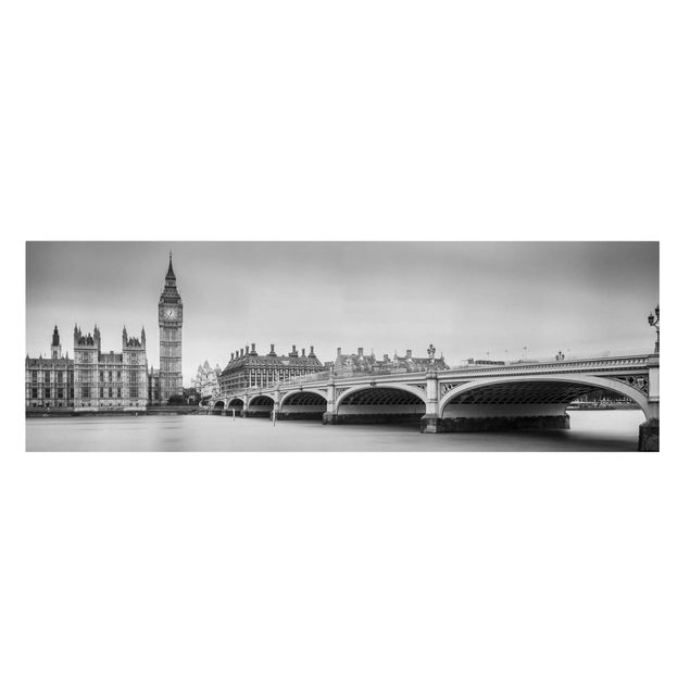 Canvastavlor svart och vitt Westminster Bridge And Big Ben