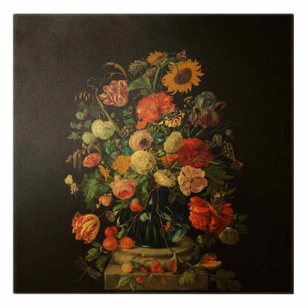 Canvastavlor blommor  Jan Davidsz De Heem - Glass Vase With Flowers
