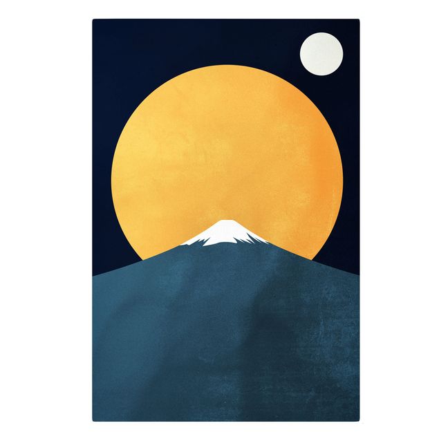 Tavlor landskap Sun, Moon And Mountain
