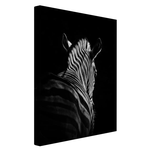 Canvastavlor svart och vitt Dark Zebra Silhouette