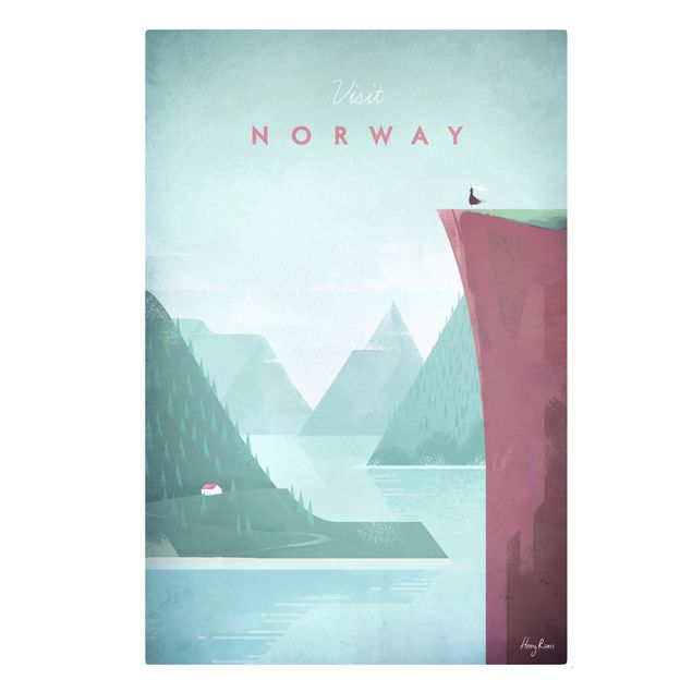 Canvastavlor Arkitektur och Skyline Travel Poster - Norway