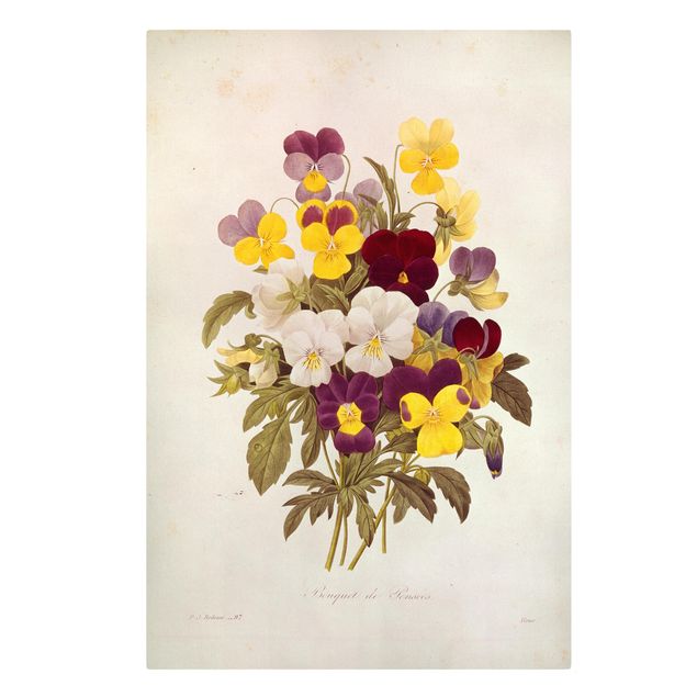 Tavlor blommor Pierre Joseph Redoute - Bouquet Of Pansies
