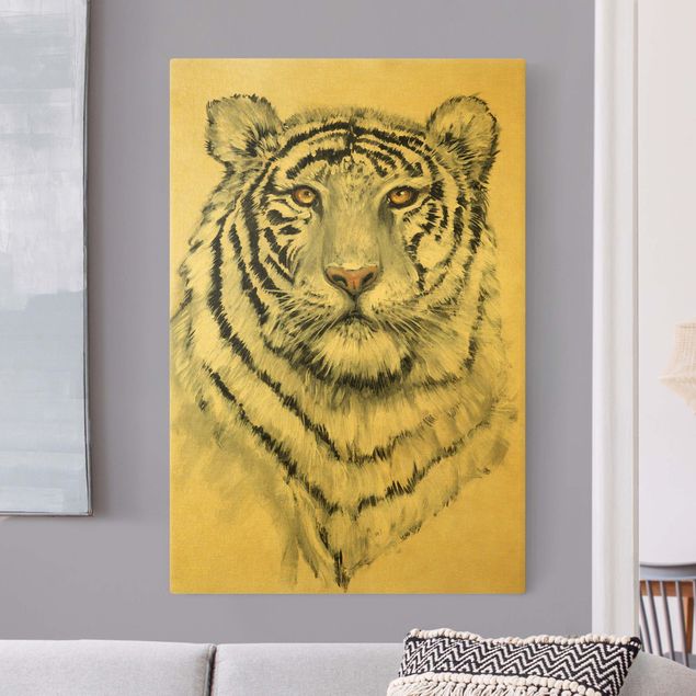 Canvastavlor tigrar Portrait White Tiger I