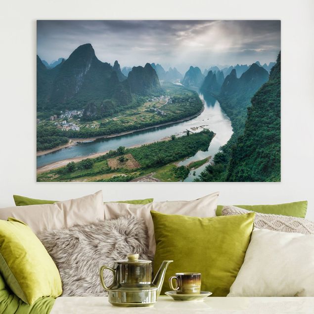 Canvastavlor Asien View Of Li River And Valley