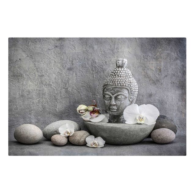 Canvastavlor andlig Zen Buddha, Orchid And Stone