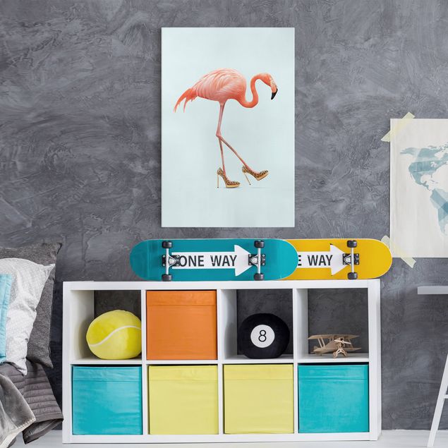 Canvastavlor konstutskrifter Flamingo With High Heels