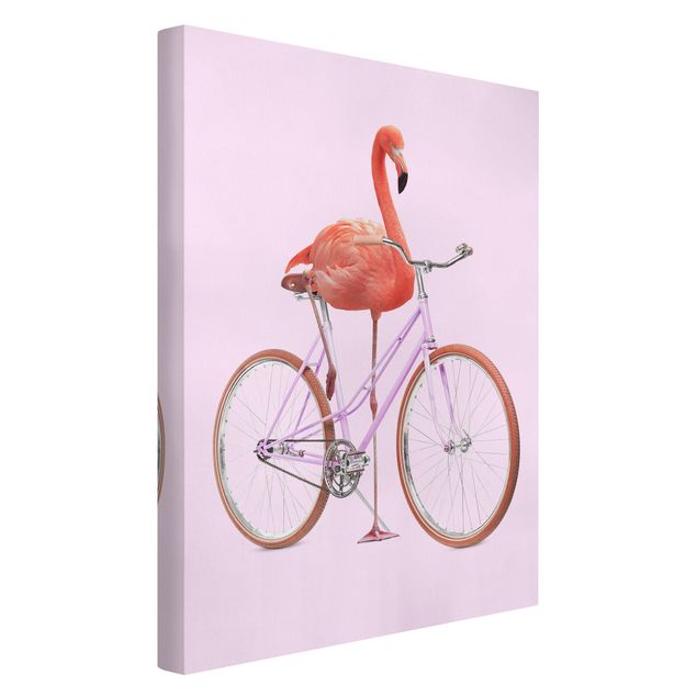 Tavlor konstutskrifter Flamingo With Bicycle