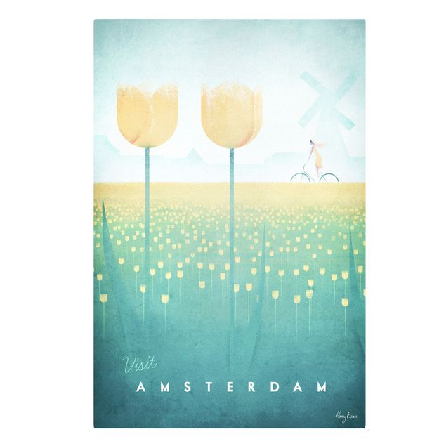 Tavlor gul Travel Poster - Amsterdam