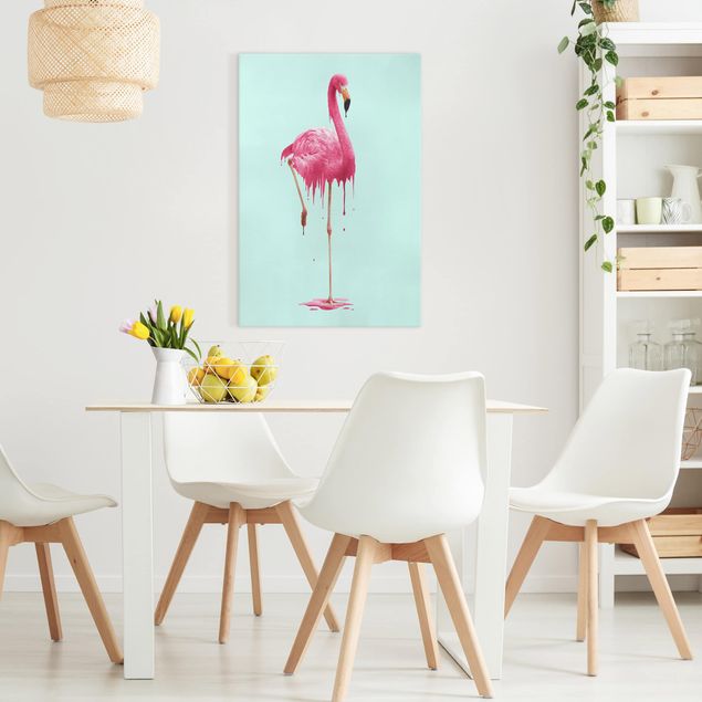 Canvastavlor fåglar Melting Flamingo