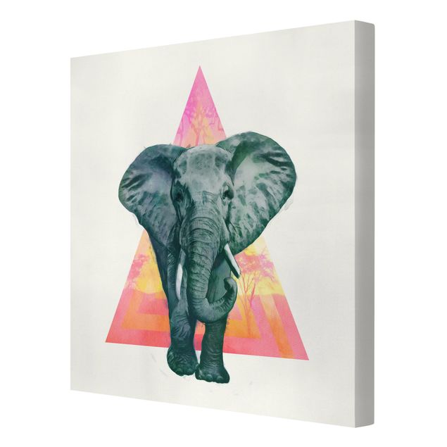 Tavlor konstutskrifter Illustration Elephant Front Triangle Painting