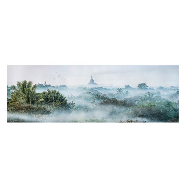 Tavlor landskap Morning Fog Over The Jungle Of Bagan