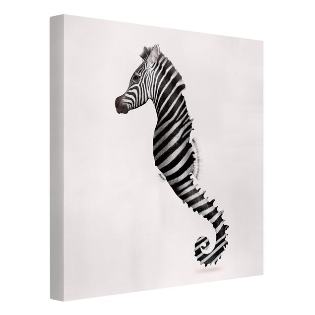Canvastavlor hästar Seahorse With Zebra Stripes