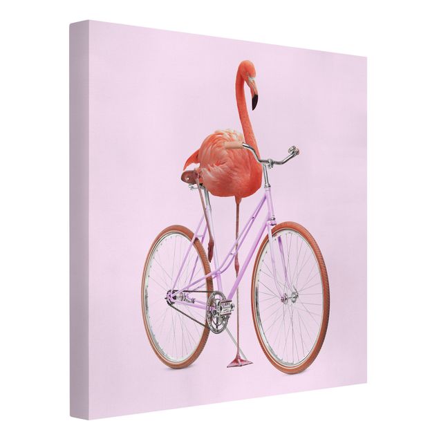 Tavlor konstutskrifter Flamingo With Bicycle