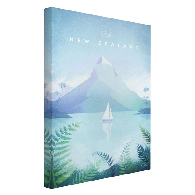 Canvastavlor bergen Travel Poster - New Zealand
