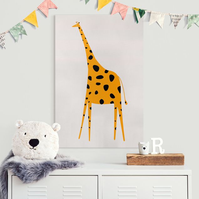 Canvastavlor giraffer Yellow Giraffe