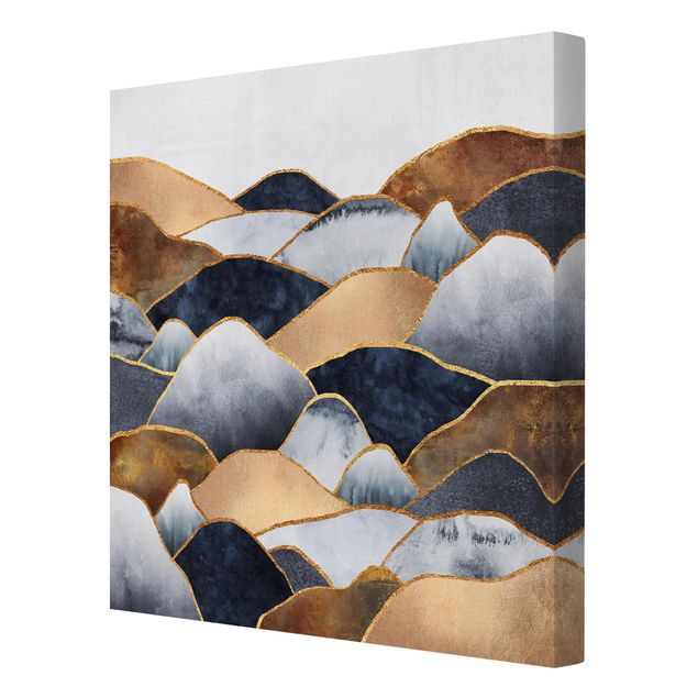 Canvastavlor konstutskrifter Golden Mountains Watercolour