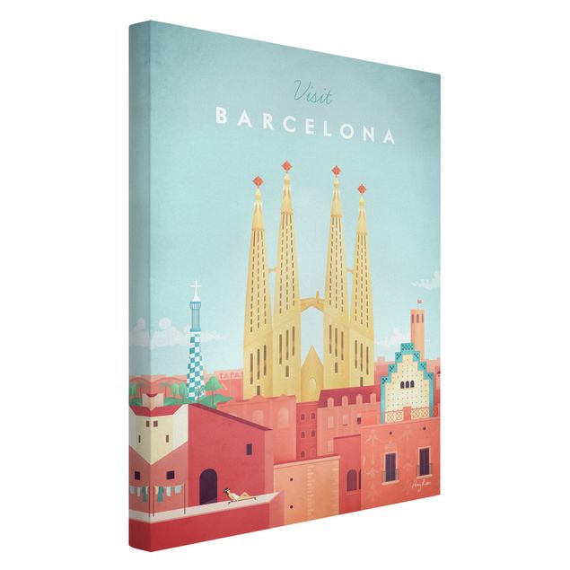 Canvastavlor konstutskrifter Travel Poster - Barcelona