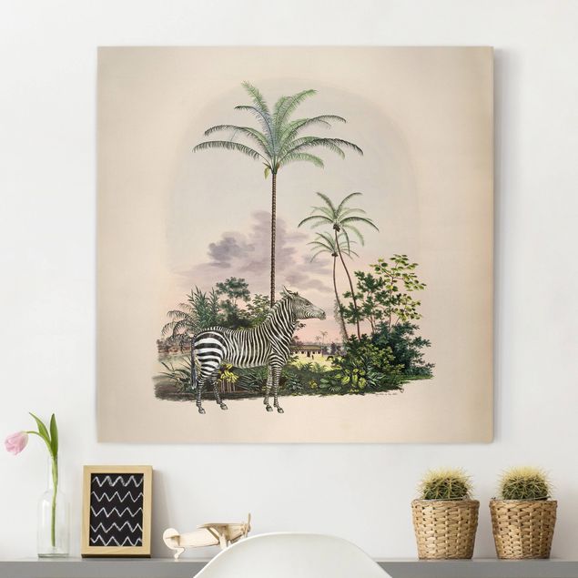 Kök dekoration Zebra Front Of Palm Trees Illustration