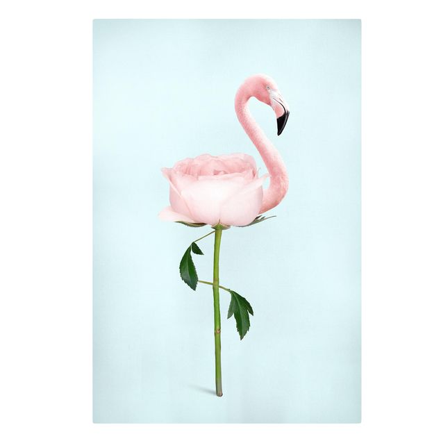 Tavlor blommor Flamingo With Rose